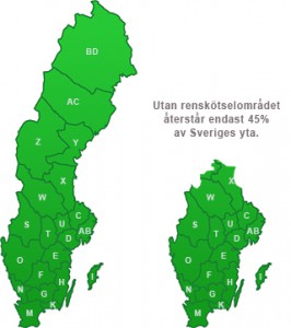 45% av Sverige återstår utan renskötselområdet.