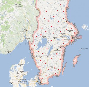 40 vargrevir arealfördelade över Sverige söder om renbetesgränsen
