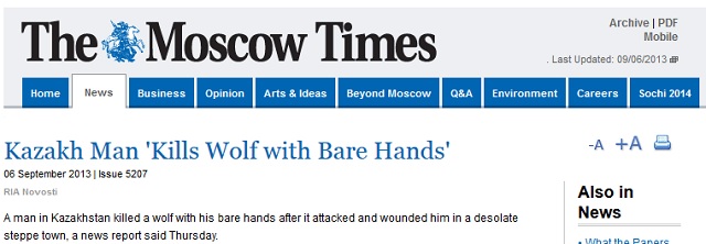 man dödade varg med bara händerna kazakstan